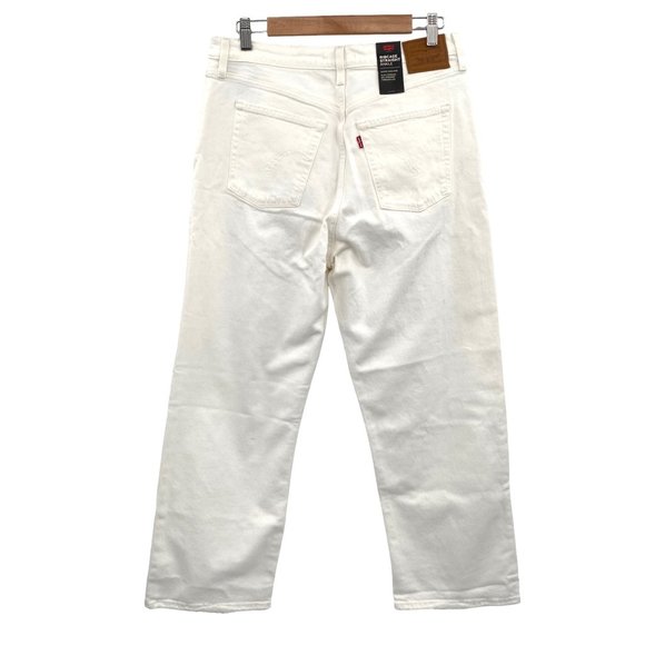 Levi's Premium Ribcage Straight Ankle Jeans 31 Cloud Over White Button Fly - Picture 3 of 9